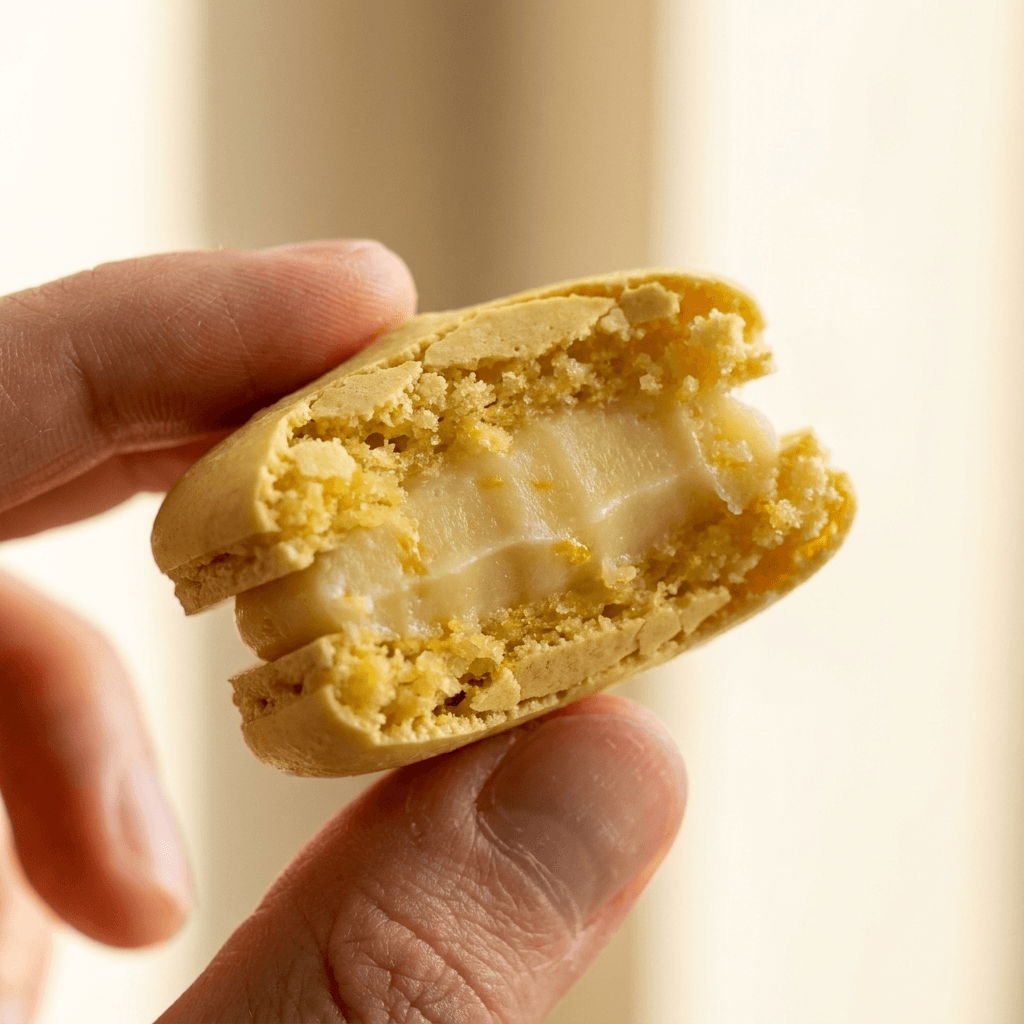 Filling a macaron, close-up
